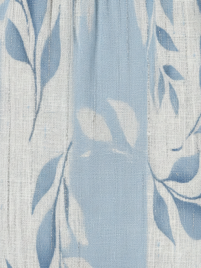Solene Sleeveless Blue Leaf Pattern Midi Dress - Elena Harper