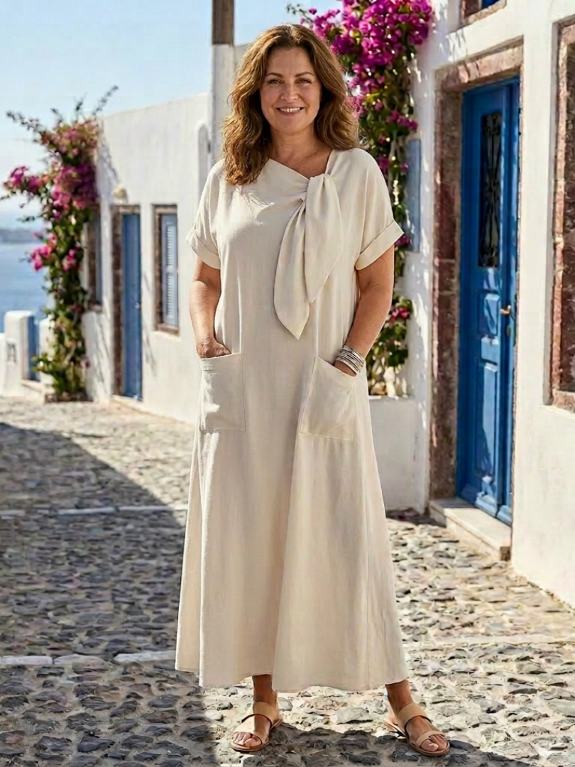 Elowyn Round Neck Short Sleeve Pocket Maxi Dress - Elena Harper