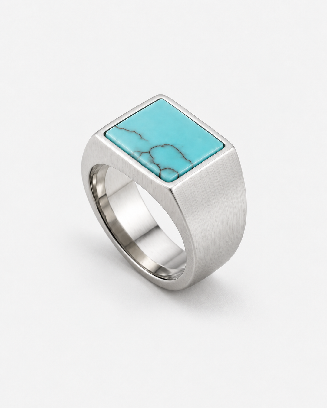 Square Blue Howlite Stone Ring For Men, view 2 - Elena Harper