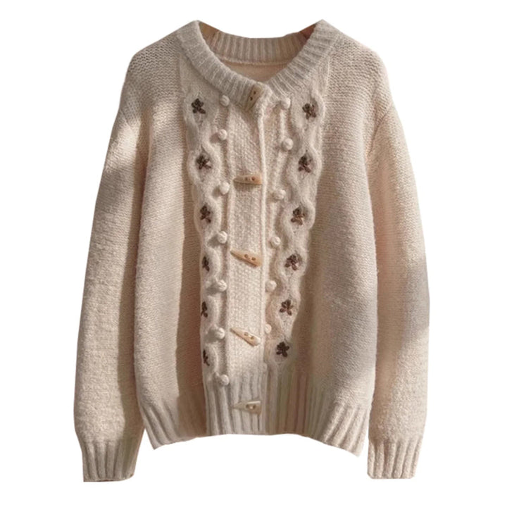 Casual Knitted Flower Cardigan