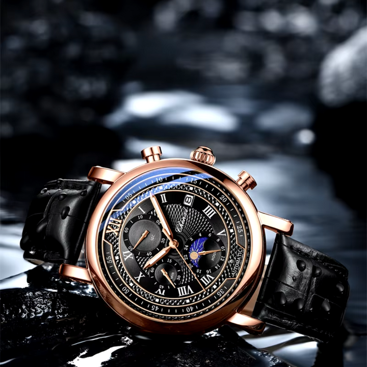 Elegant Men's Wristwatch with Leather Strap