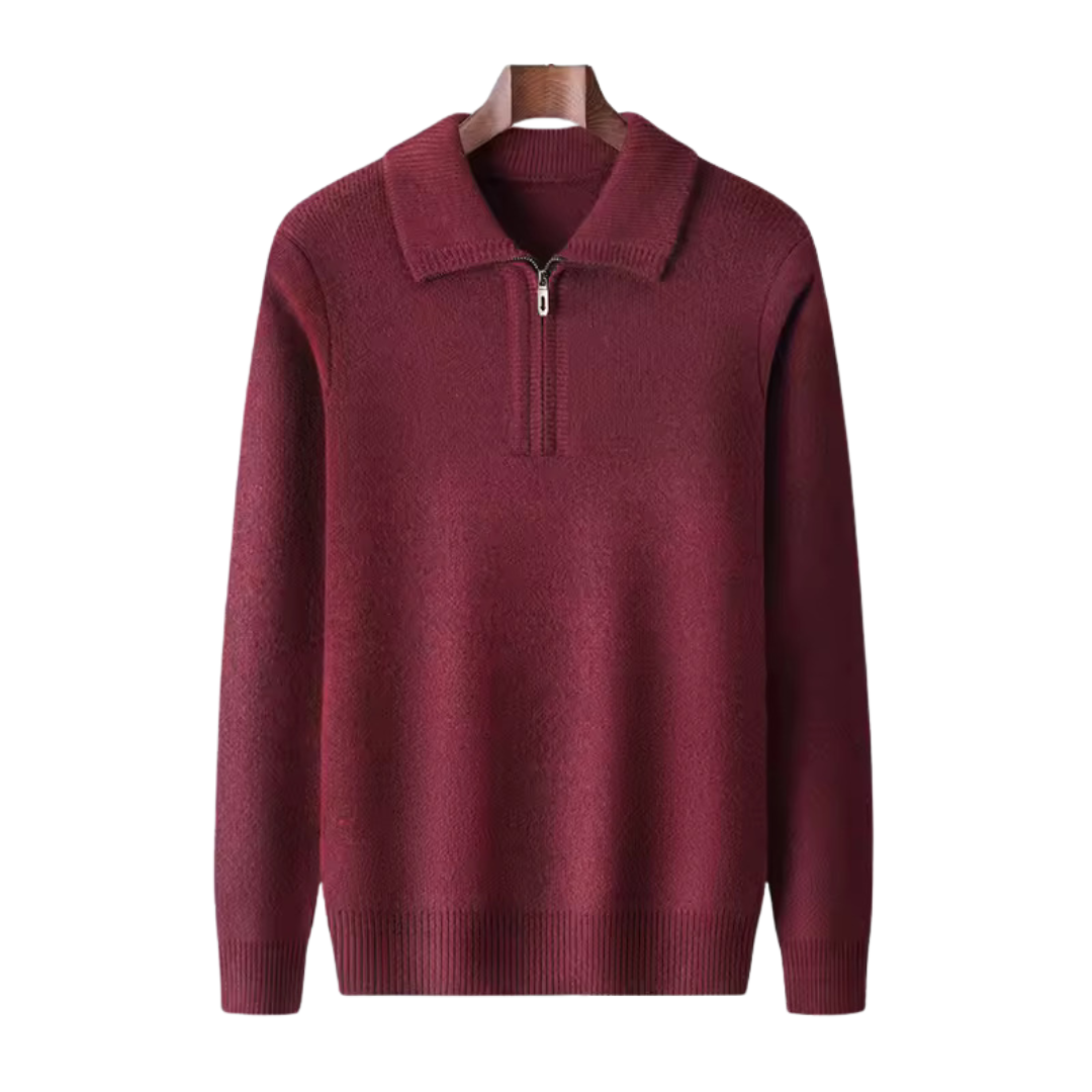 100% Cashmere Quarter Zip Sweater - Elena Harper