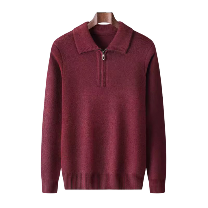 100% Cashmere Quarter Zip Sweater - Elena Harper
