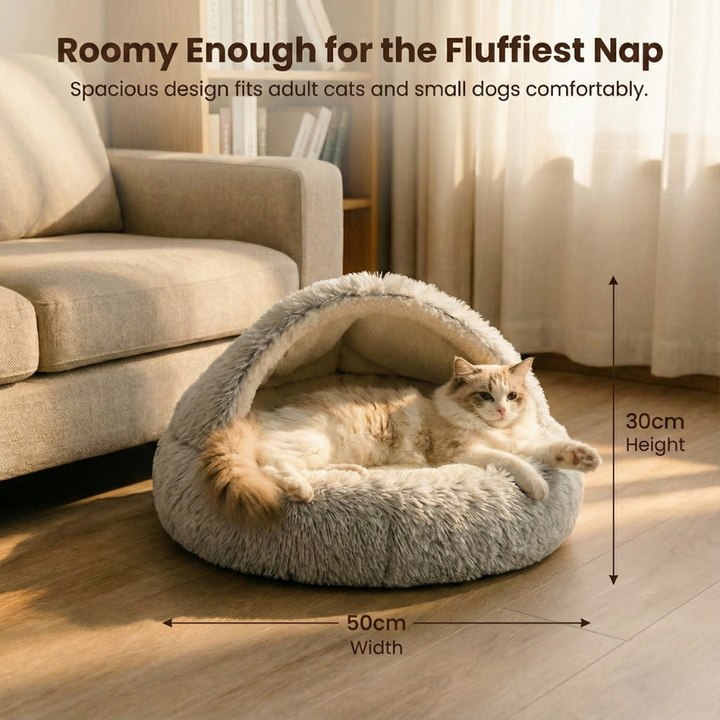 Cloofie Plush Cave Bed for Cats, Semi-Enclosed - Elena Harper