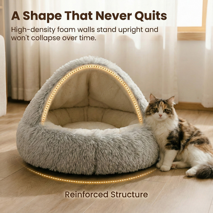 Cloofie Plush Cave Bed for Cats, Semi-Enclosed - Elena Harper