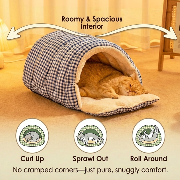 Cavina Plush Half-Dome Cave Bed for Cats - Elena Harper