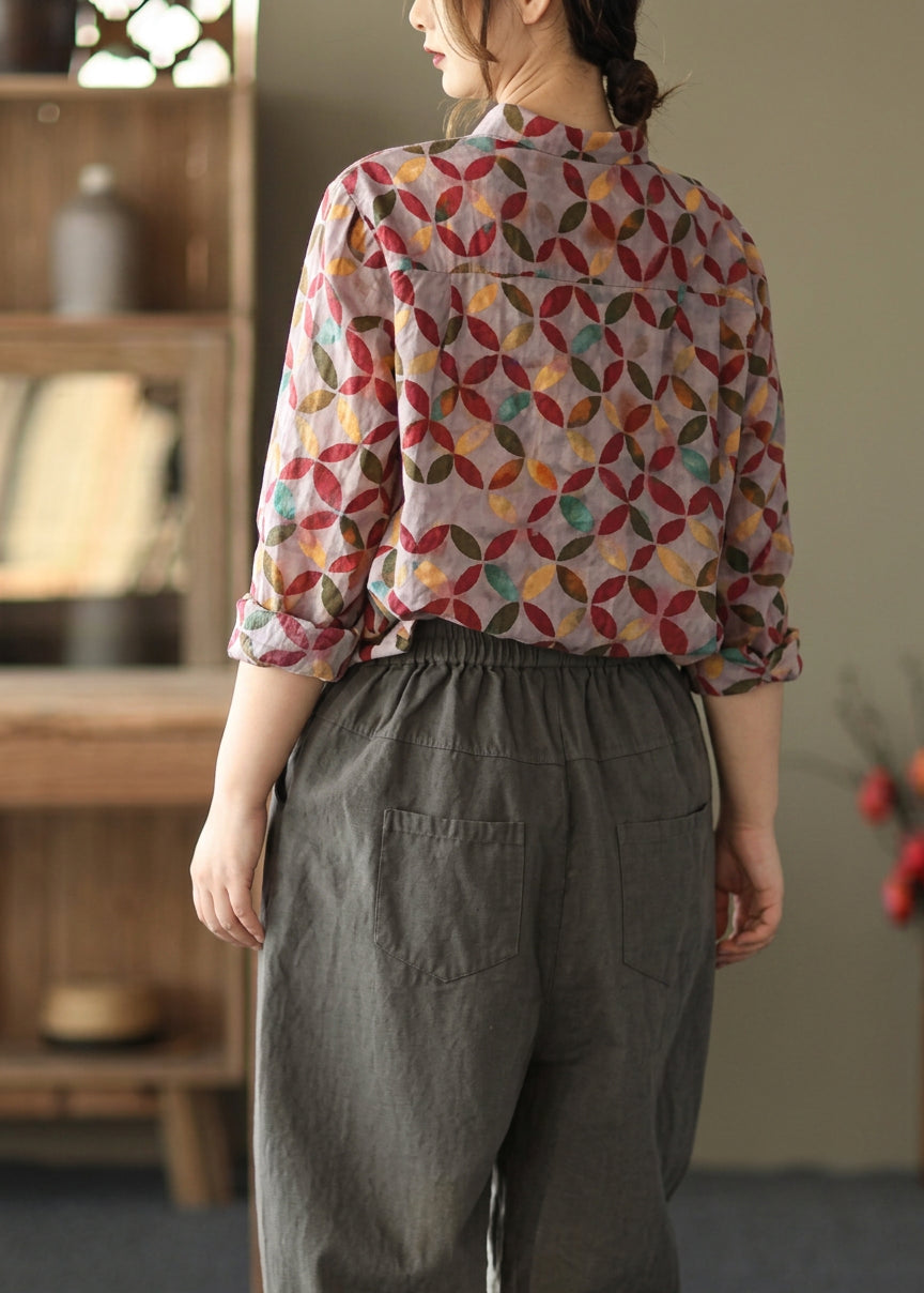Liora Spring Tunic Pattern Photography Red Print Blouse, view 4 - Elena Harper