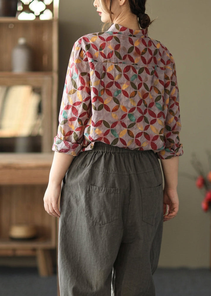 Liora Spring Tunic Pattern Photography Red Print Blouse, view 4 - Elena Harper