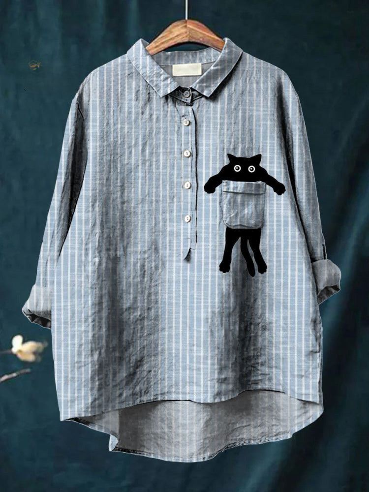 Milo Cute Cat Pocket Shirt - Elena Harper