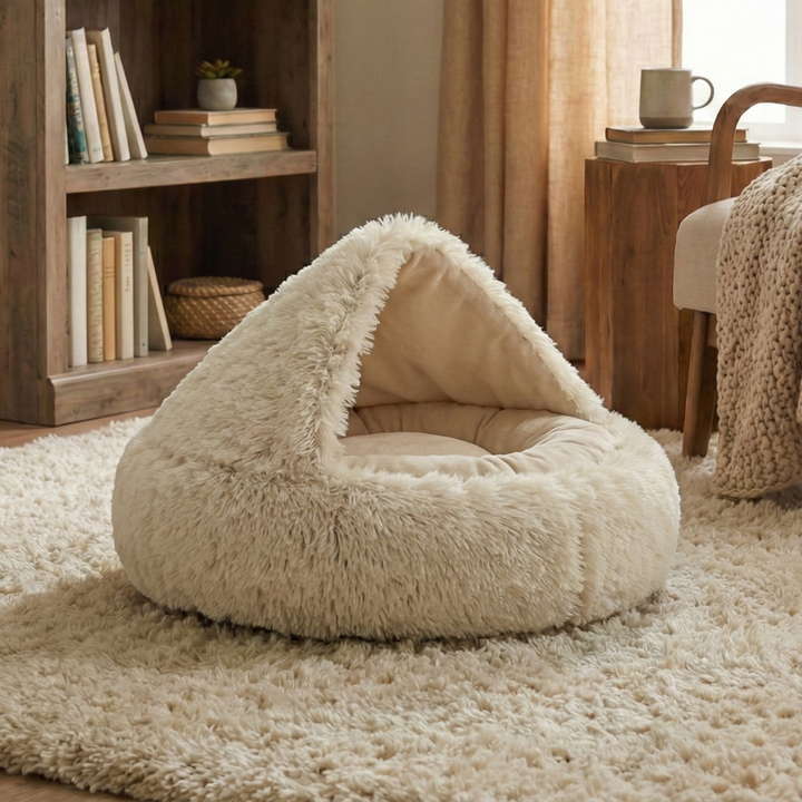 Cloofie Plush Cave Bed for Cats, Semi-Enclosed - Elena Harper