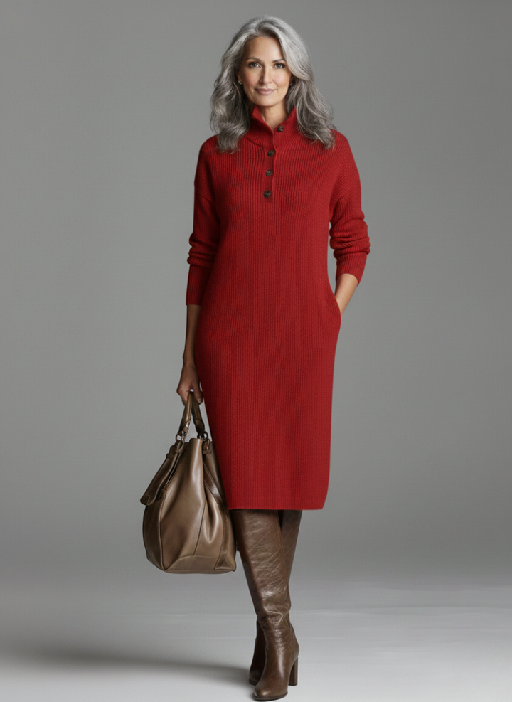 MIDILENGTH RIBBED DRESS FOR WOMEN