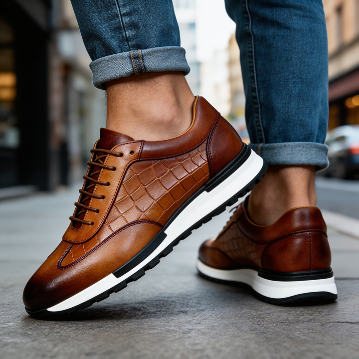 Men's Textured Leather Sneakers with Elegant Laces