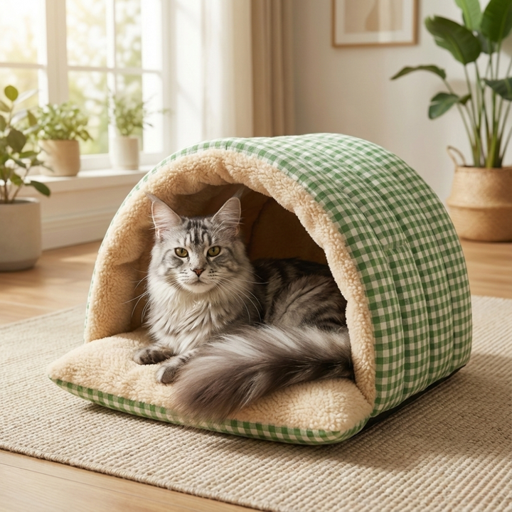 Cavina Plush Half-Dome Cave Bed for Cats - Elena Harper