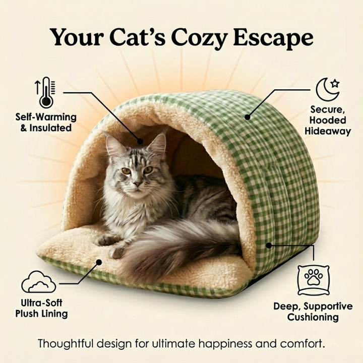 Cavina Plush Half-Dome Cave Bed for Cats - Elena Harper