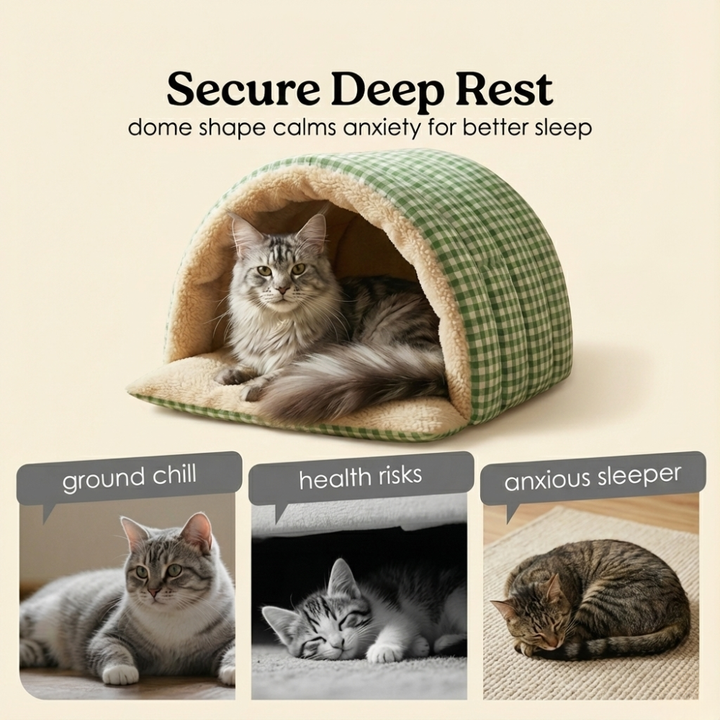 Cavina Plush Half-Dome Cave Bed for Cats - Elena Harper