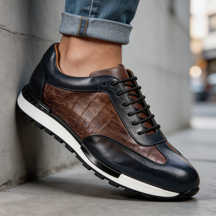 Men's Textured Leather Sneakers with Elegant Laces