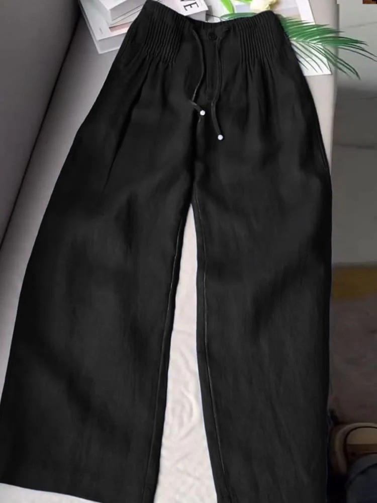 AMELINA – PLEATED LINEN COMFORT FIT PANTS