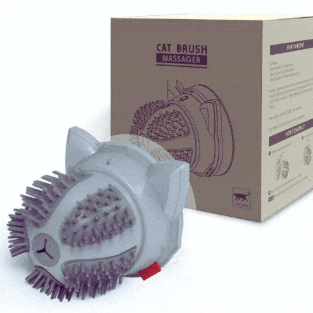 Electric Self-Massage Brush for Cats with Catnip & Dual Power Supply