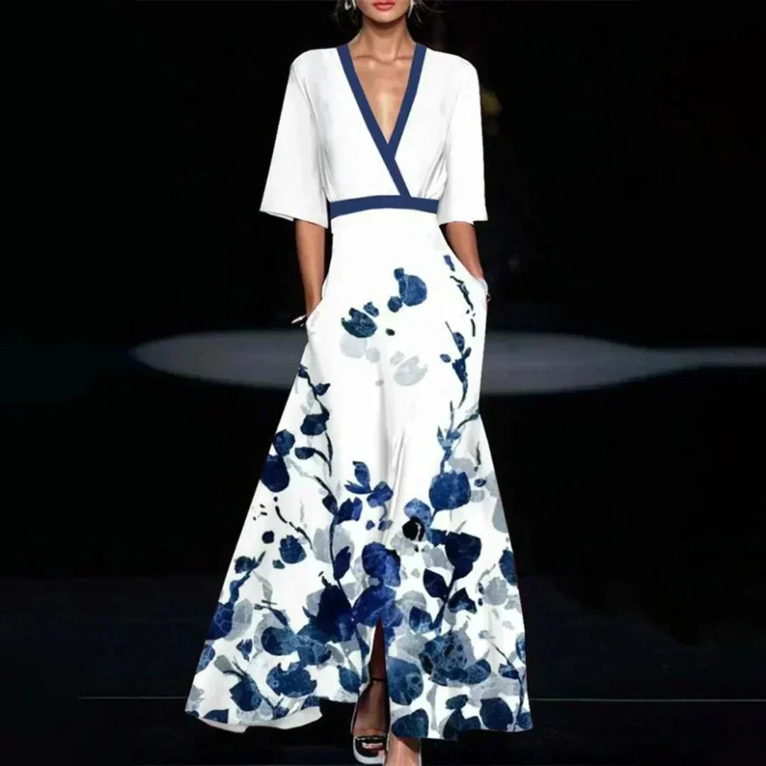 Evie - Elegant Dress With Flower Pattern
