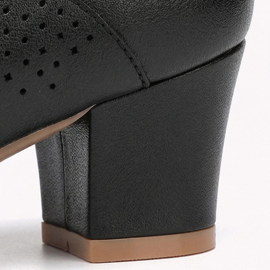 Aerella Women's Breathable Perforated Block Heel Shoes - Elena Harper
