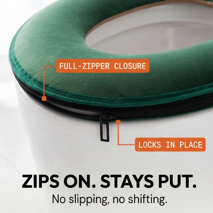 Coziseat Soft Velvet Toilet Seat Cover with Zipper, view 6 - Elena Harper