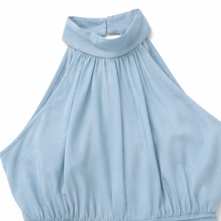 Corima Halter Bow-Back Pleated Maxi Dress - Elena Harper