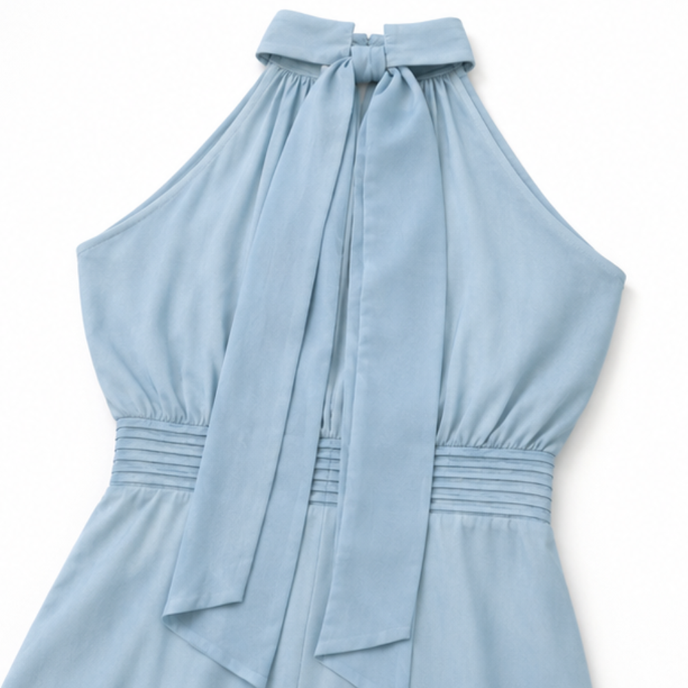 Corima Halter Bow-Back Pleated Maxi Dress - Elena Harper