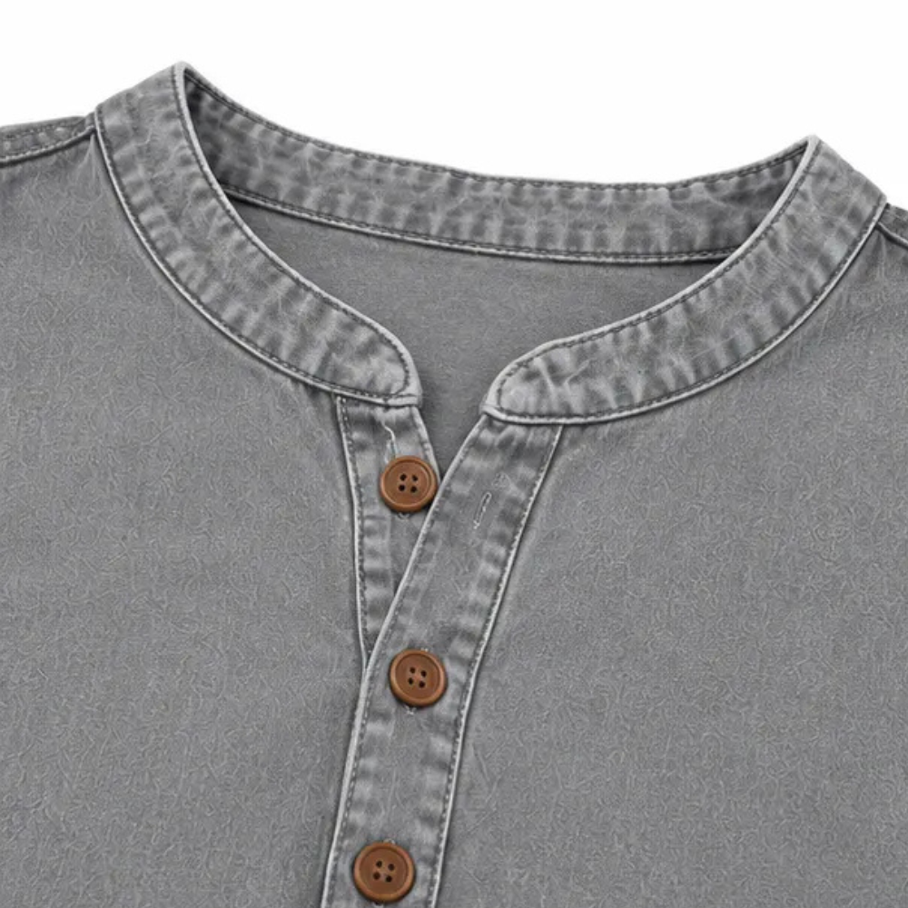 Avelyn Henley Tunic Top with Side Buttons for Women - Elena Harper