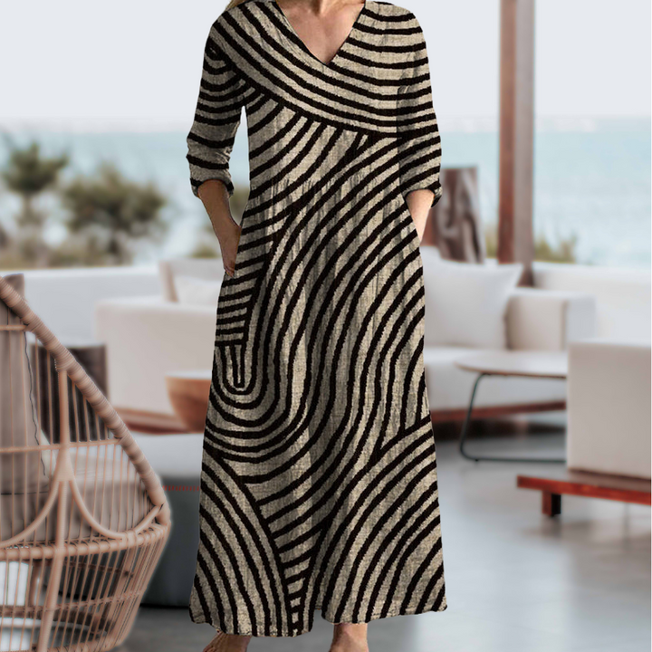 Ayla Striped Vintage Dress, view 2 - Elena Harper
