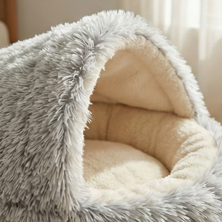 Cloofie Plush Cave Bed for Cats, Semi-Enclosed - Elena Harper