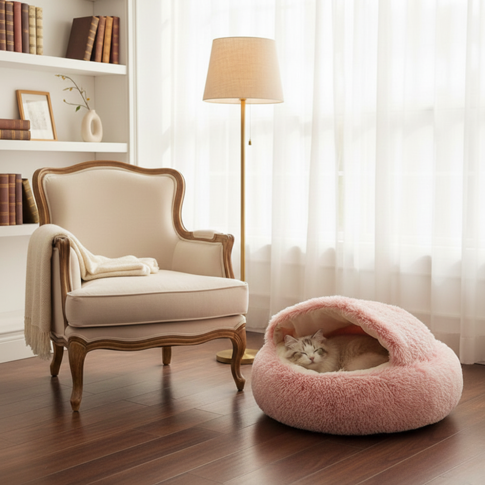 Cloofie Plush Cave Bed for Cats, Semi-Enclosed - Elena Harper