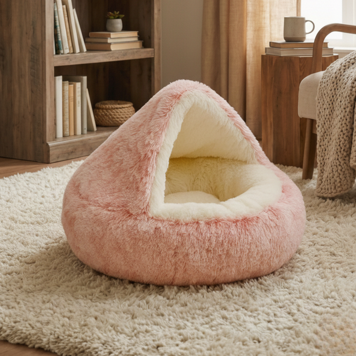 Cloofie Plush Cave Bed for Cats, Semi-Enclosed - Elena Harper
