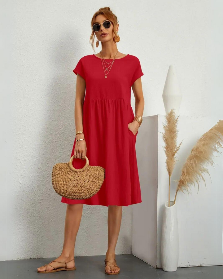 Milla O-neck Casual Summer Loose Fit Dress - Elena Harper