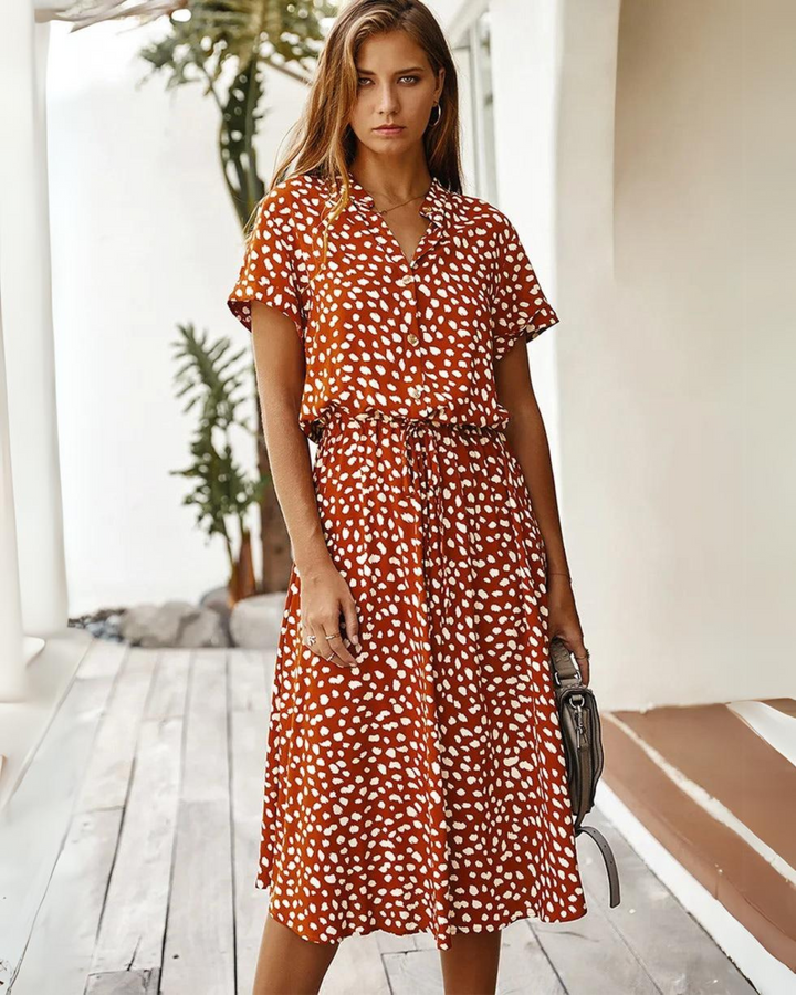 MAYA - SHORT SLEEVE VINTAGE MIDI DRESS