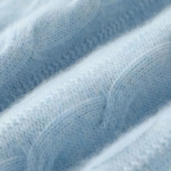 Athena | Wool Cable Cardigan with Pearl Buttons and V Neck for Women