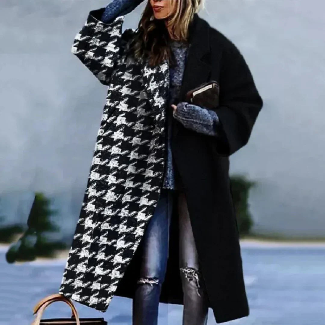 Long Women's Coat with Elegant Designer Patterns