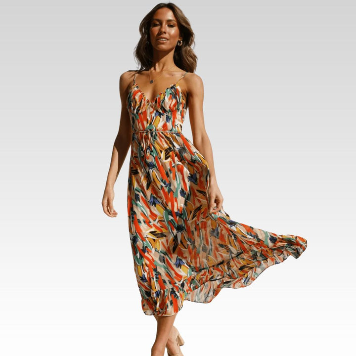 Chiara Colorful Midi Dress for Women Summer Elegance - Elena Harper