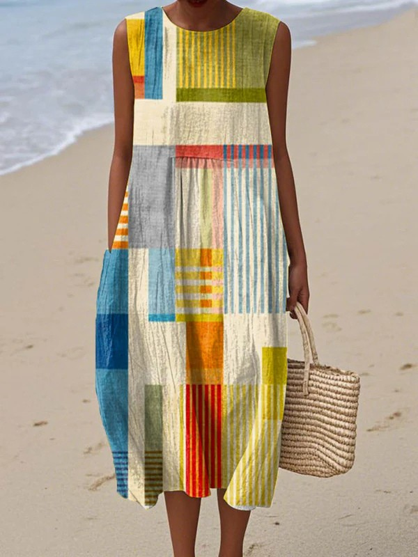 Eve Geometric Midi Dress - Elena Harper