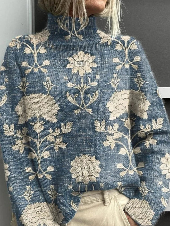 Eliza | Turtleneck Sweater with Woodland Inspired Motif for Women