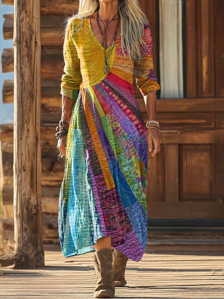 Bohemian Sun Design Dress - Elena Harper