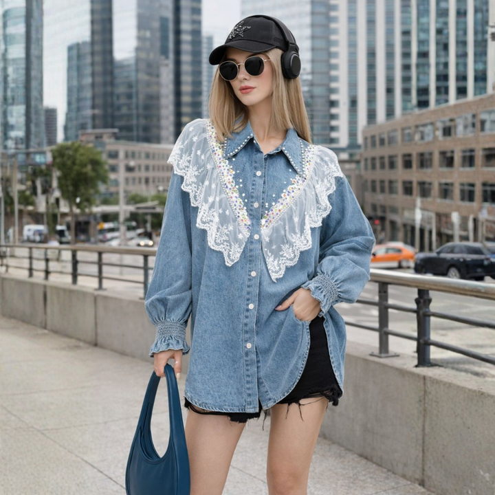 Boé - Denim Shirt with Ruffles