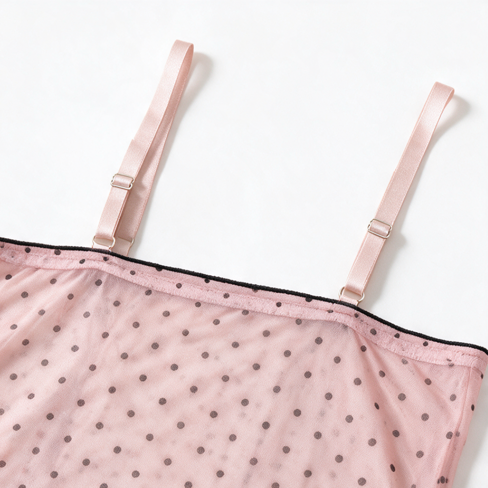 Dottessa Polka Dot Sheer Suspender Nightdress Set - Elena Harper