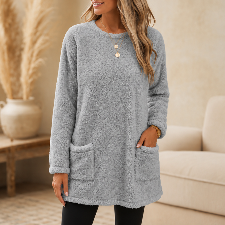 CozyLayer Brushed-Lining Long-Sleeve Tunic Top - Elena Harper