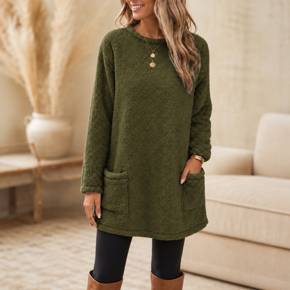 CozyLayer – Brushed-Lining Long-Sleeve Tunic Top