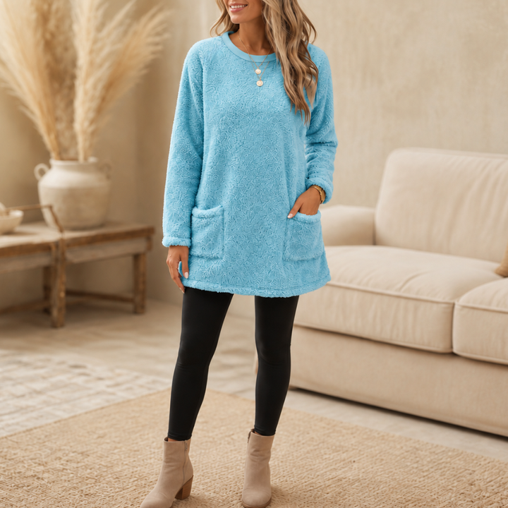CozyLayer Brushed-Lining Long-Sleeve Tunic Top - Elena Harper