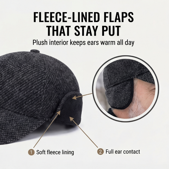 Coldguard Fleece lined winter baseball cap with ear flaps - Elena Harper