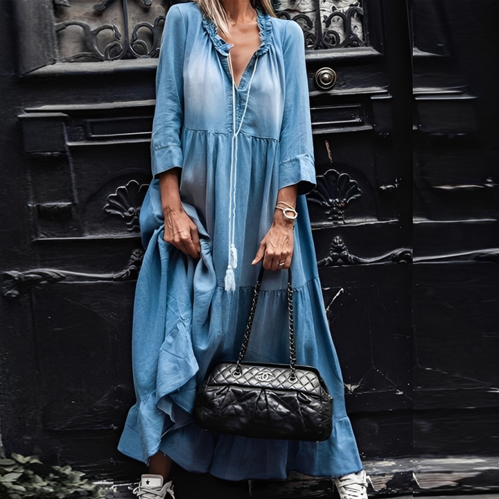 Irénée Comfortable Long Denim Dress for Women - Elena Harper