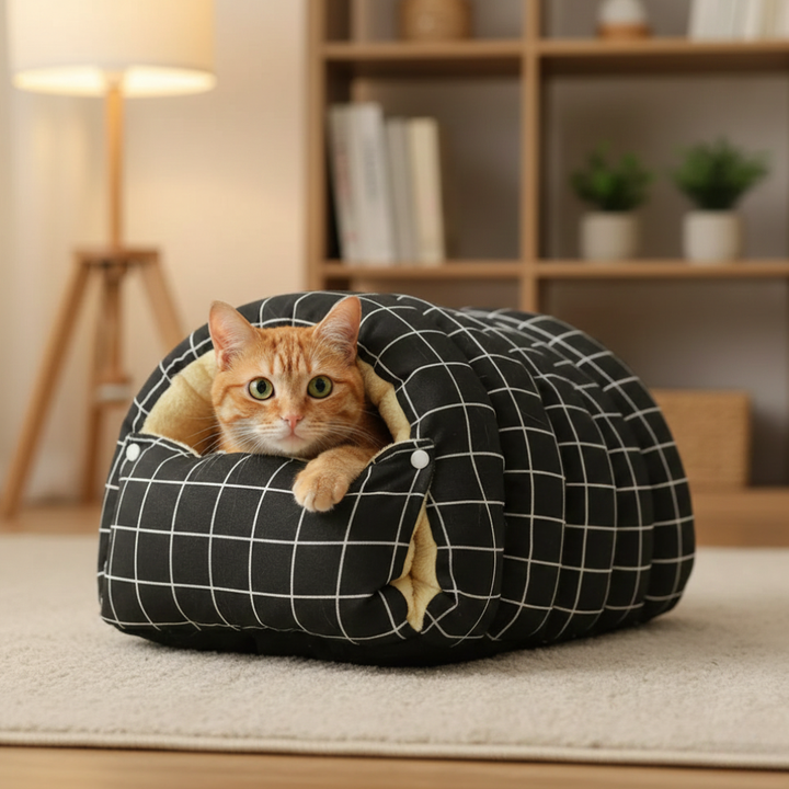 Cavina Plush Half-Dome Cave Bed for Cats - Elena Harper