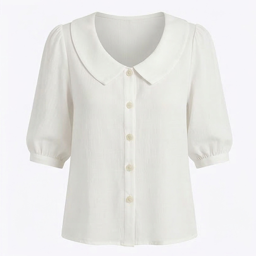 Collara Retro Peter Pan Collar Button Up Blouse - Elena Harper