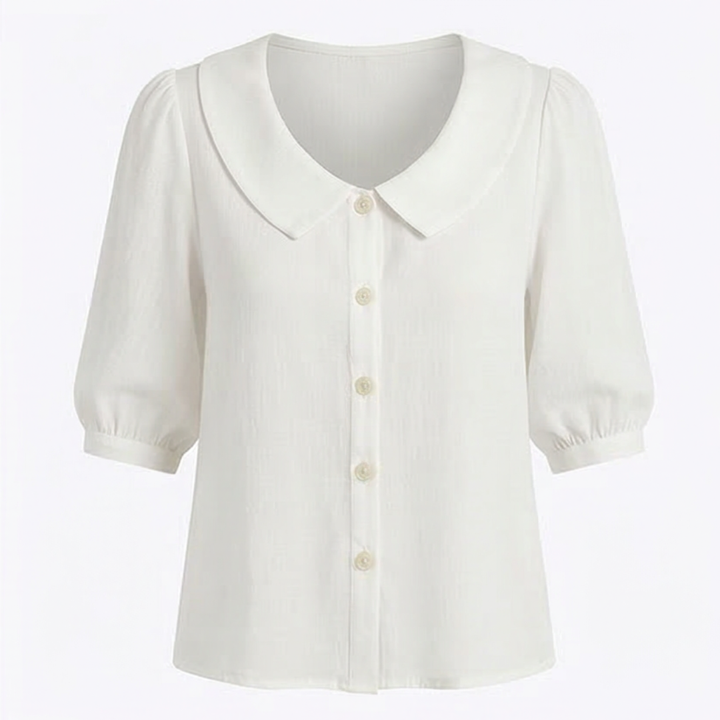 Collara Retro Peter Pan Collar Button Up Blouse - Elena Harper